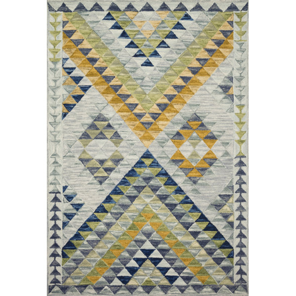 Justina Blakeney x Loloi Handmade Hand Hooked Wool Cream/Blue Rug